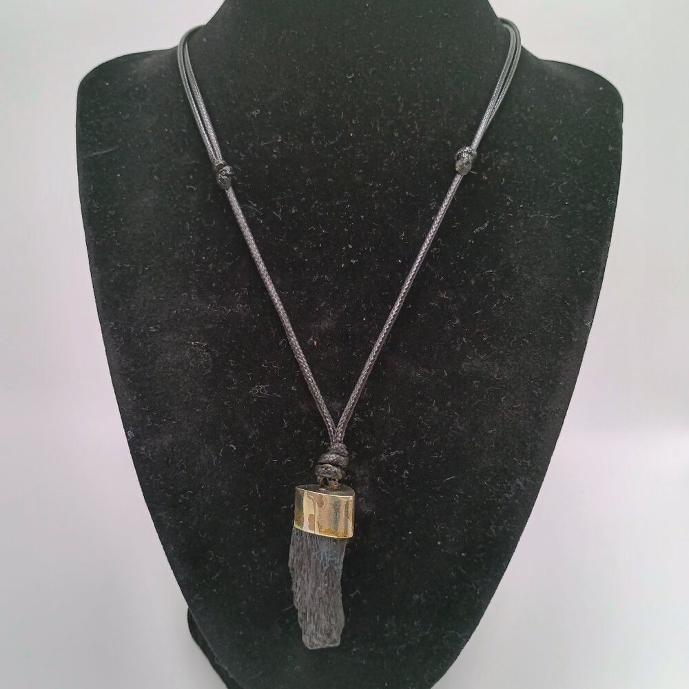 Black Tourmaline Pendant Necklace, Protective Stone, Peruvian Handicraft